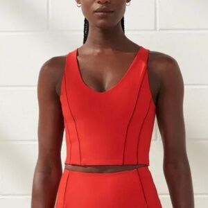 Abercrombie & Fitch Women's Small Cranberry Pinstripe Corset Slim V-Neck Tank, S